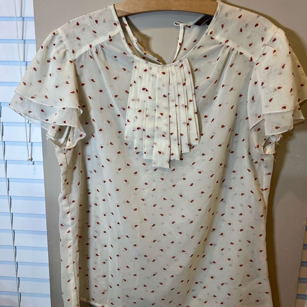 To the Max Cream Blouse with Red Dots
